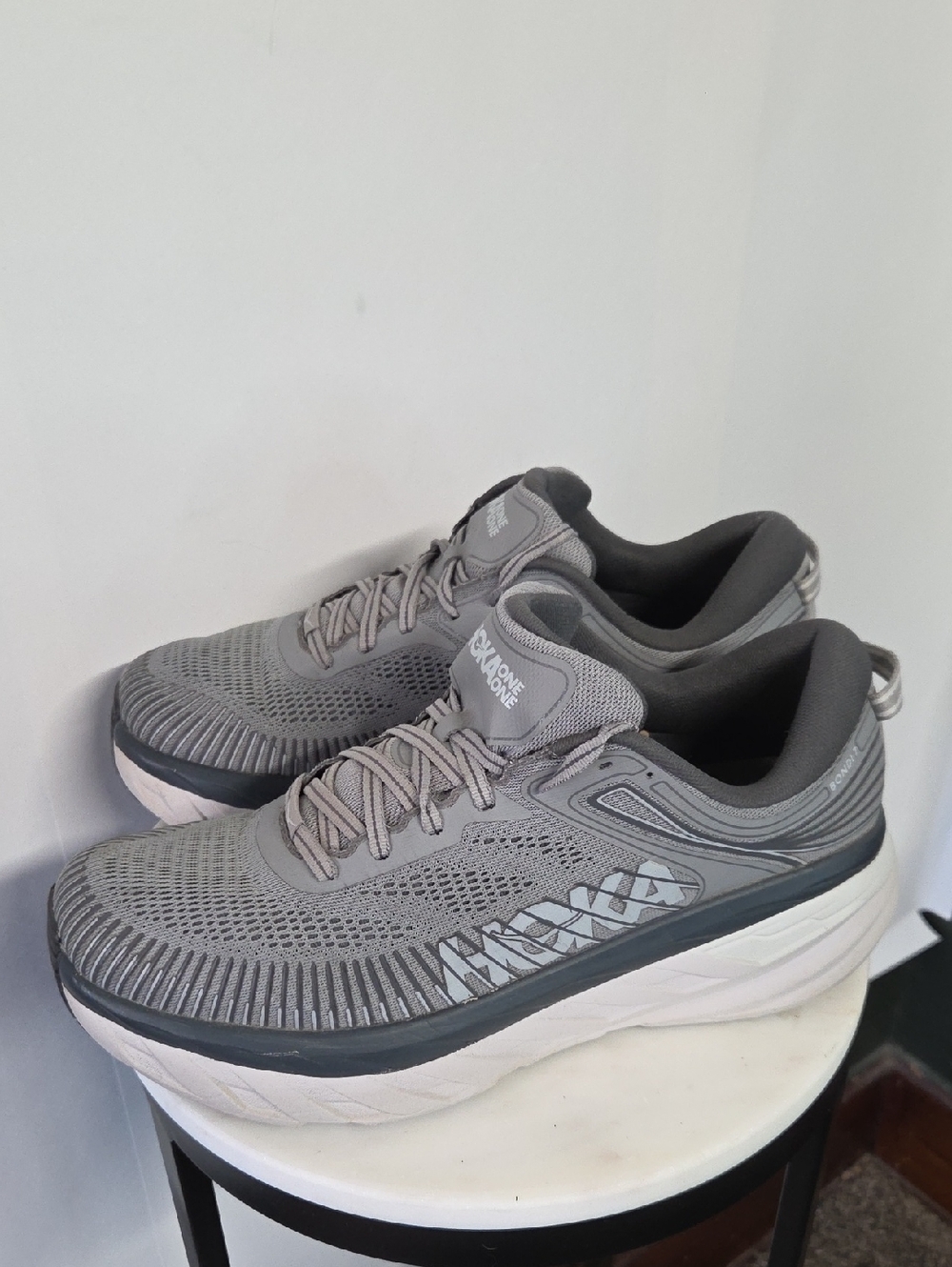 Hoka One One Men's Running Shoes Gray and White Size 11 2E